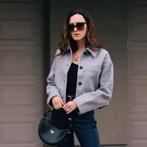Mango Cropped Gray Jacket